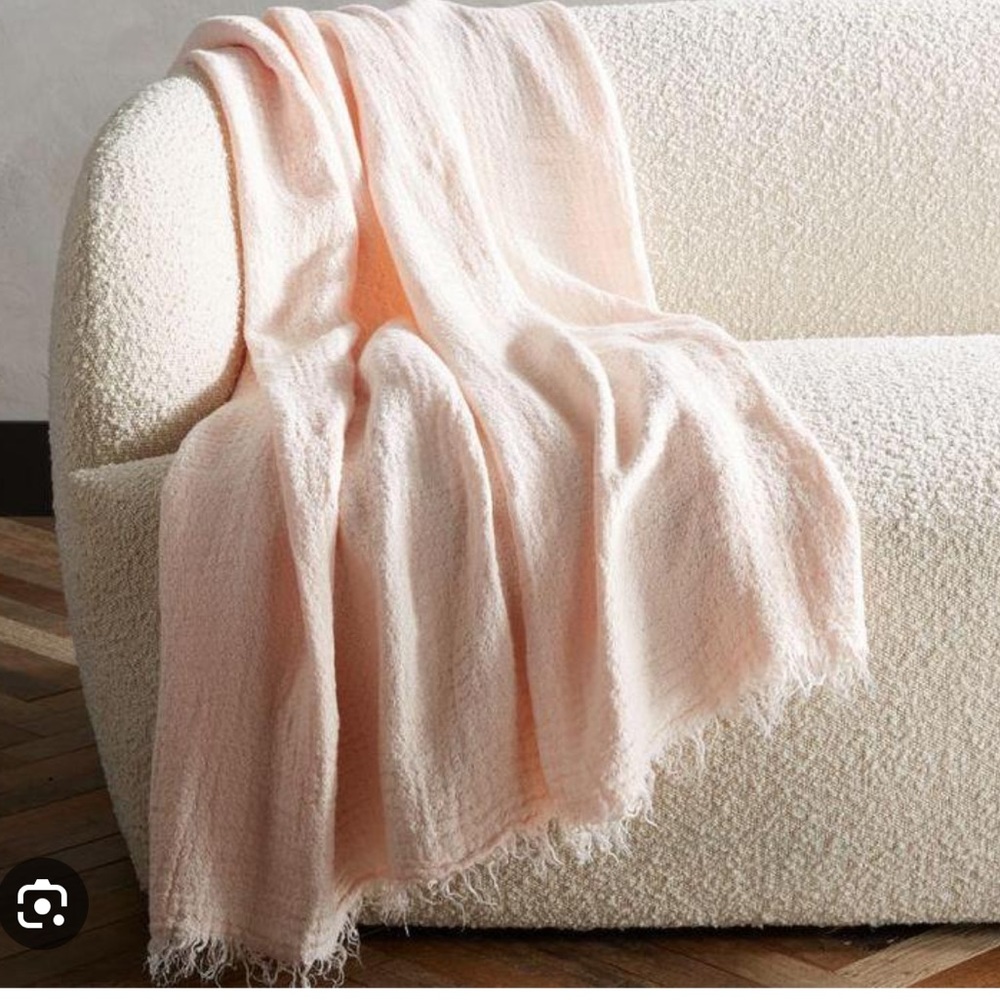 CB2 Lisboa Linen Pink Throw 52 x 66 inches